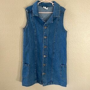 Cotton On Kids Girls Denim Sleeveless Button Down Collar Dress Size 8